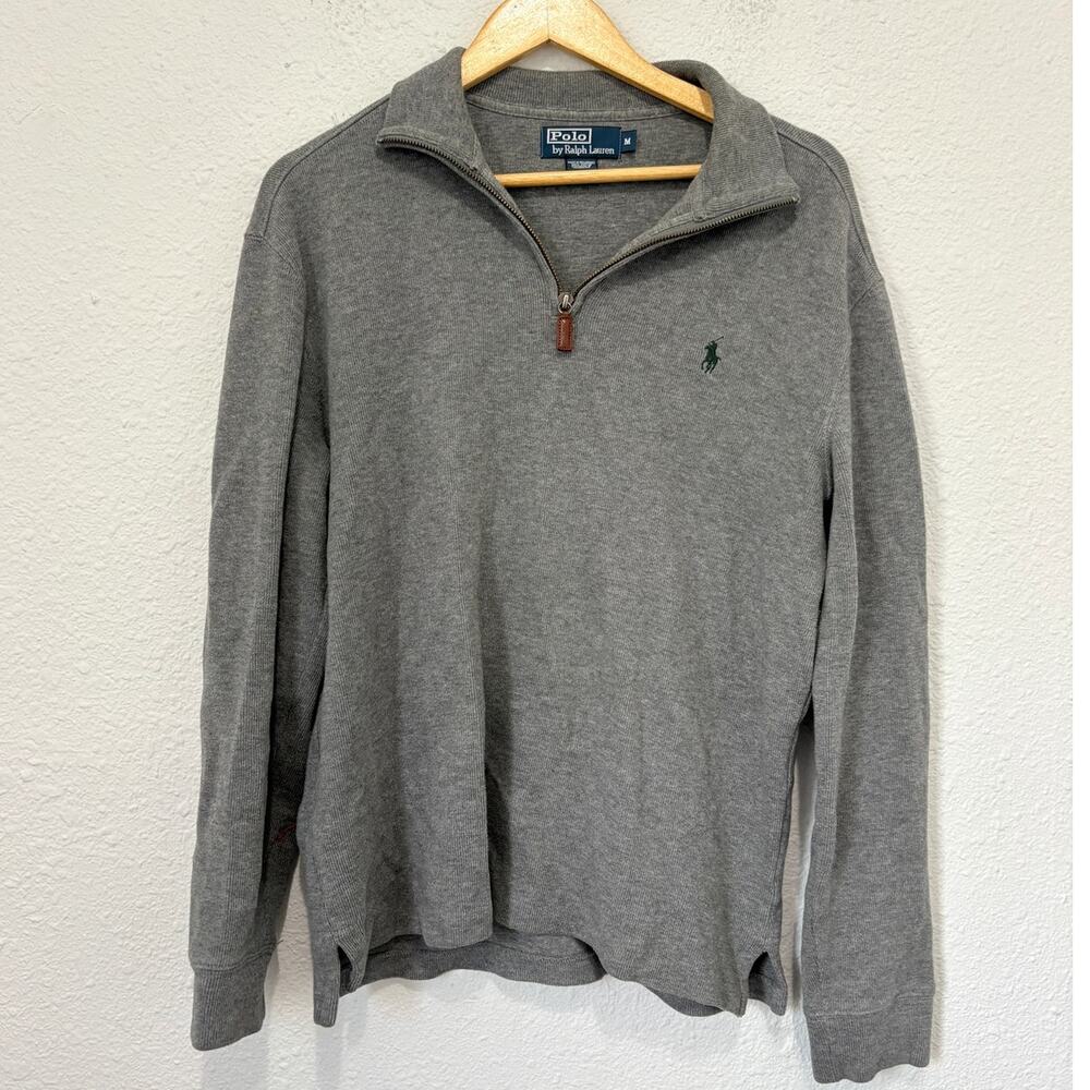 Polo Ralph Lauren Quarter Zip Gray Preppy Minimalist Classic Fall Cotton